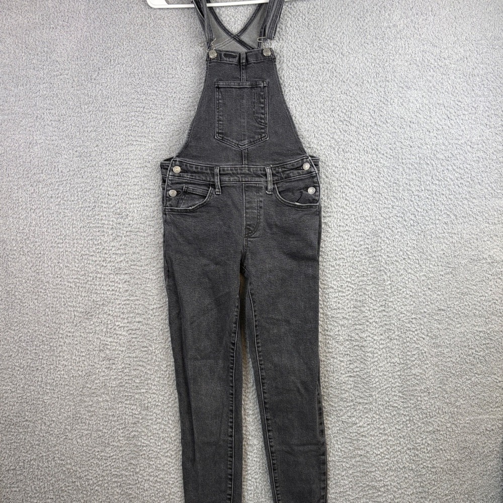 Levis Denim Overalls Womens XS Gray Skinny Leg Stretch Bibs Grunge Workwear